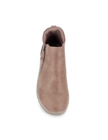 Bota vegana con cremallera muy comoda mujer beige