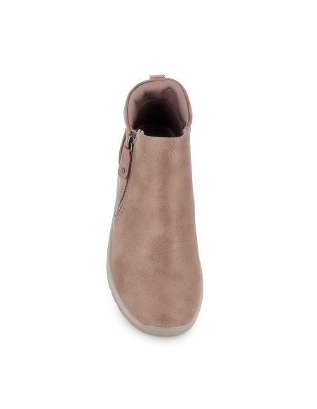 Bota vegana con cremallera muy comoda mujer beige