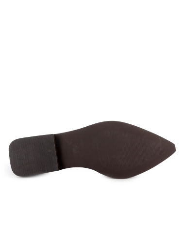 Botin piel 2 hebillas cremallera tacon con base mujer marron