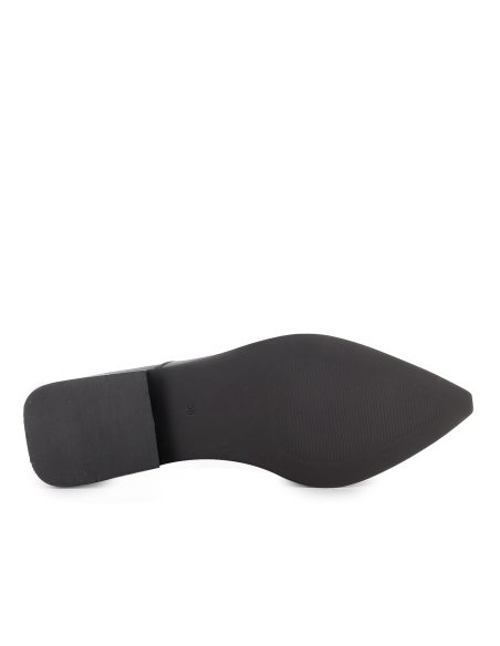 Botin piel 2 hebillas cremallera tacon con base mujer negro