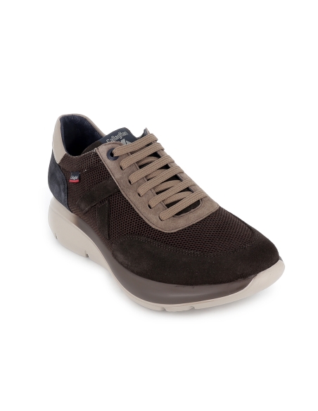 Deportivo piel y nylon suela amortiguadora hombre camel