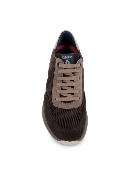 Deportivo piel y nylon suela amortiguadora hombre camel