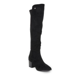 Bota alta licra elastica cremallera tacon medio mujer negro 2