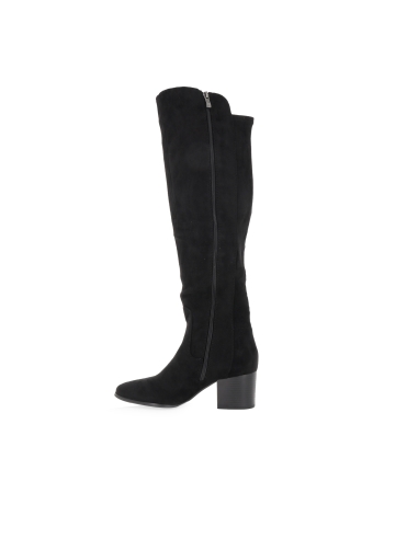 Bota alta licra elastica cremallera tacon medio mujer negro