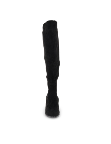 Bota alta licra elastica cremallera tacon medio mujer negro