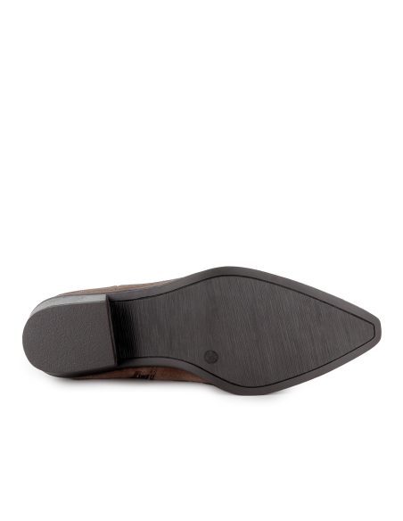 Bota tejana piel bordados y pedreria tacon cubano mujer taupe