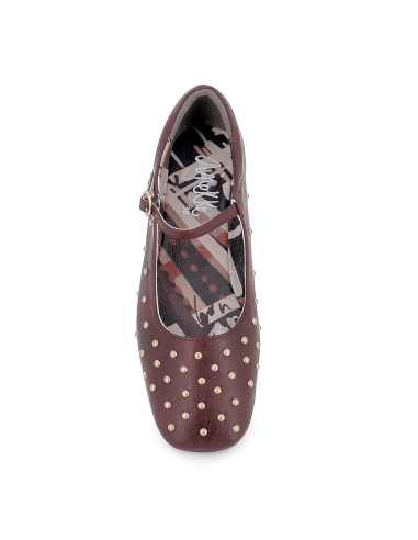 Bailarina con correa y tachas flexible plana mujer roja