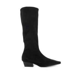 Bota alta ante elastico tacón cubano punta fina mujer negra