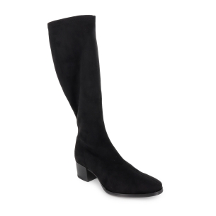 Bota alta licra tacon recto bajo horma redonda mujer negro 2