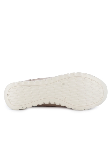 Botin piel collarin acolchado cordones y cremallera mujer beige