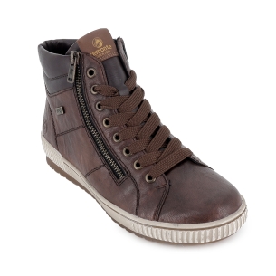 Bota piel cordones y doble cremallera TEX plano mujer marron 2