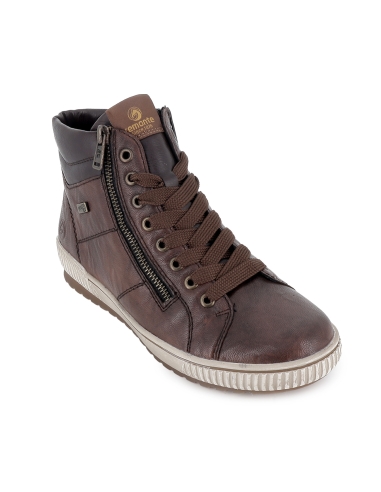 Bota piel cordones y doble cremallera TEX plano mujer marron