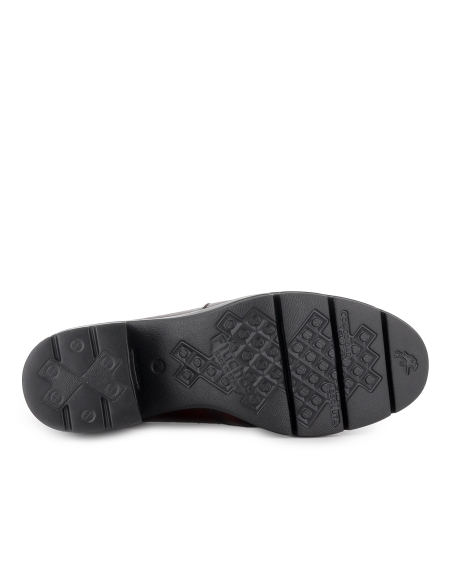 Mocasin piel cuero antifaz y hebilla tacon mujer rojo