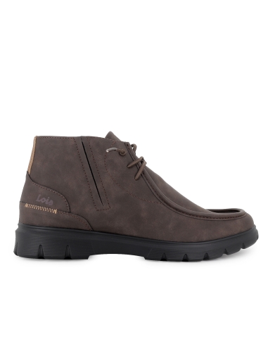 Bota tipo wallabi cordones elasticos y cremallera hombre marron