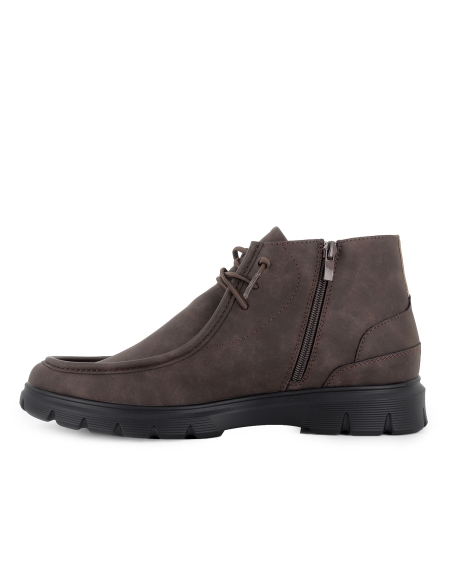 Bota tipo wallabi cordones elasticos y cremallera hombre marron