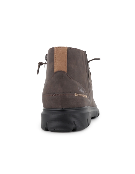 Bota tipo wallabi cordones elasticos y cremallera hombre marron