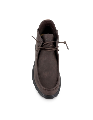 Bota tipo wallabi cordones elasticos y cremallera hombre marron
