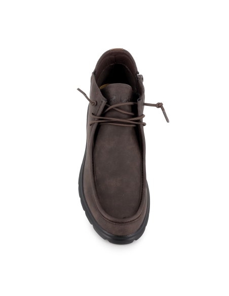 Bota tipo wallabi cordones elasticos y cremallera hombre marron