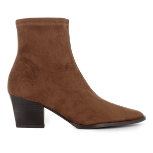 Botin tejano ante elastico tacon cubano slip-in mujer marron