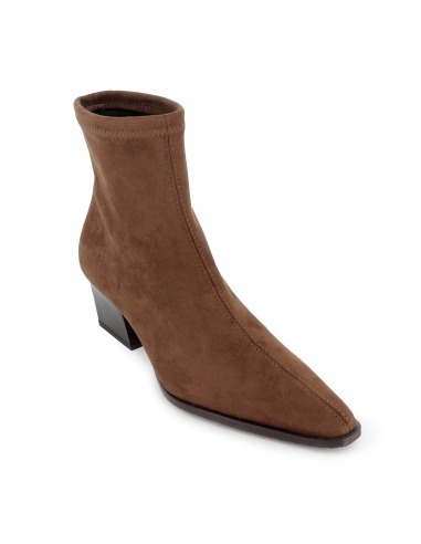 Botin tejano ante elastico tacon cubano slip-in mujer marron