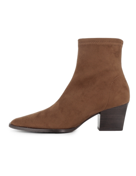 Botin tejano ante elastico tacon cubano slip-in mujer marron