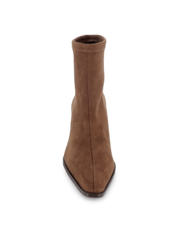 Botin tejano ante elastico tacon cubano slip-in mujer marron