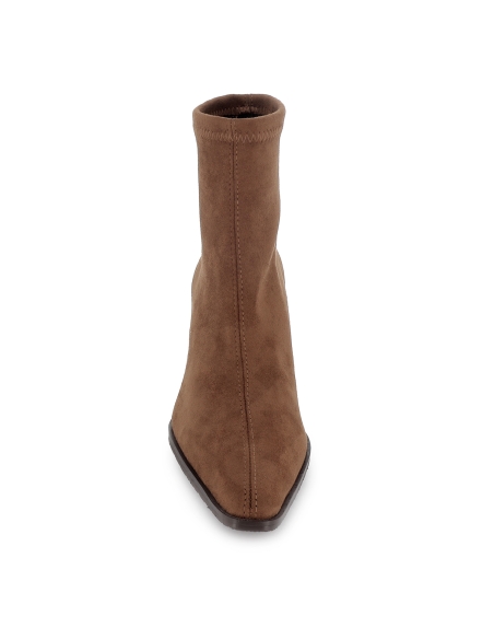 Botin tejano ante elastico tacon cubano slip-in mujer marron