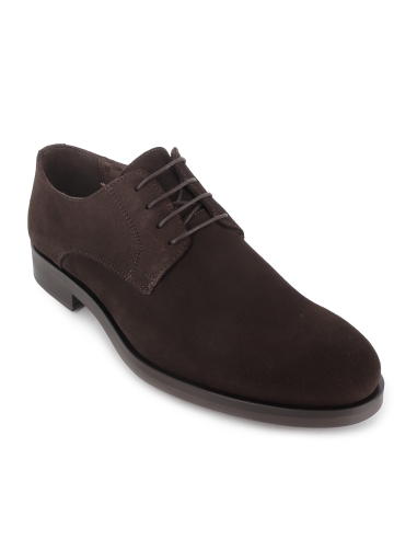 Zapato de cordones piel serraje estilo vestir hombre marron