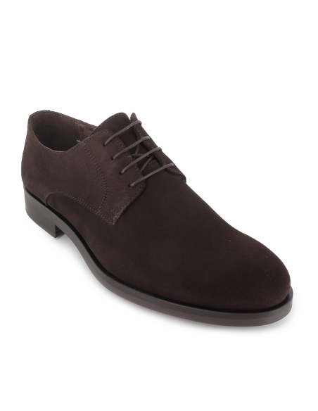 Zapato de cordones piel serraje estilo vestir hombre marron