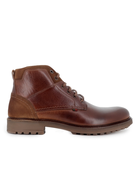 Bota piel cordones y cremallera estilo sport hombre cuero