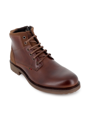 Bota piel cordones y cremallera estilo sport hombre cuero