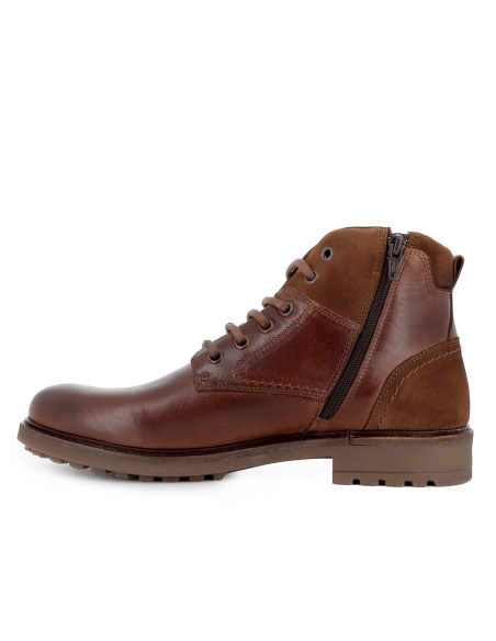 Bota piel cordones y cremallera estilo sport hombre cuero