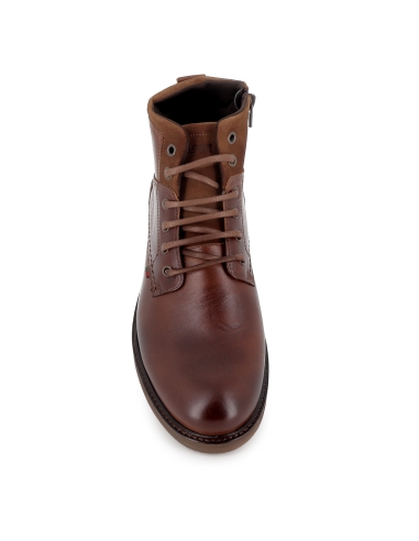 Bota piel cordones y cremallera estilo sport hombre cuero