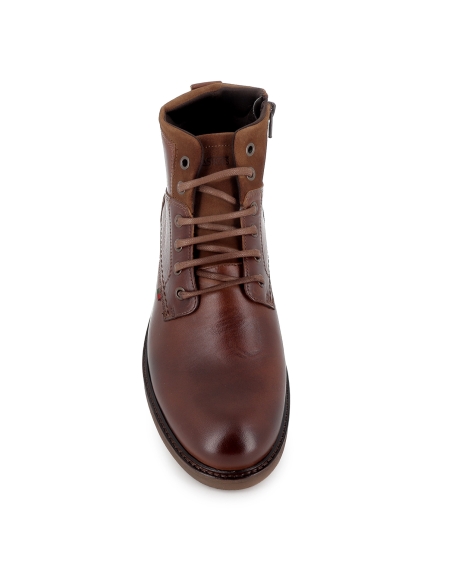 Bota piel cordones y cremallera estilo sport hombre cuero