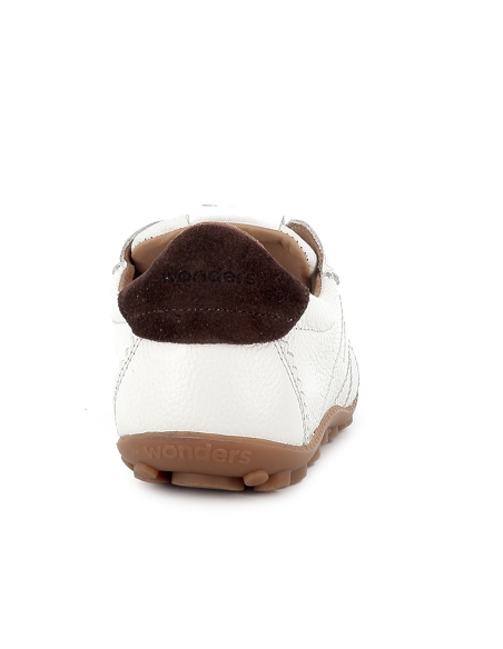 Deportiva retro serraje y piel textura con cordones mujer blanco