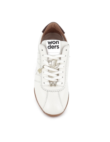 Deportiva retro serraje y piel textura con cordones mujer blanco