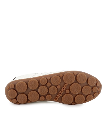 Deportiva retro serraje y piel textura con cordones mujer blanco