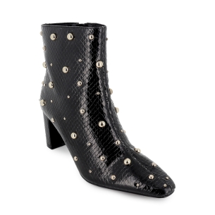 Botin remaches print serpiente tacon medio mujer negro 2