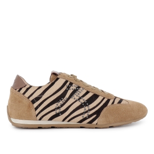 Deportivo piel y animal print suela fina y flexible mujer camel