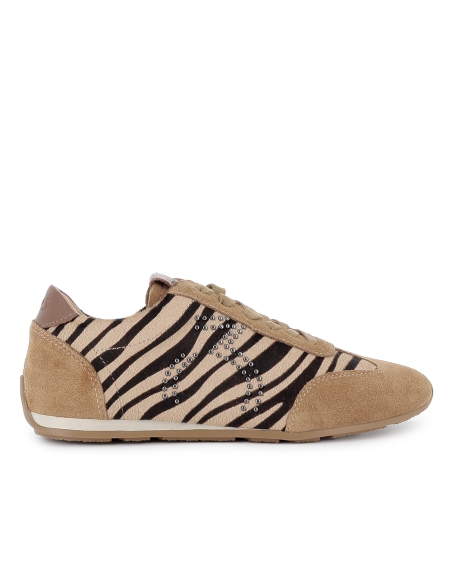 Deportivo piel y animal print suela fina y flexible mujer camel