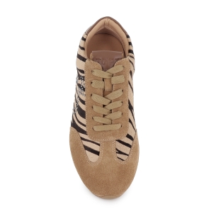 Deportivo piel y animal print suela fina y flexible mujer camel 2