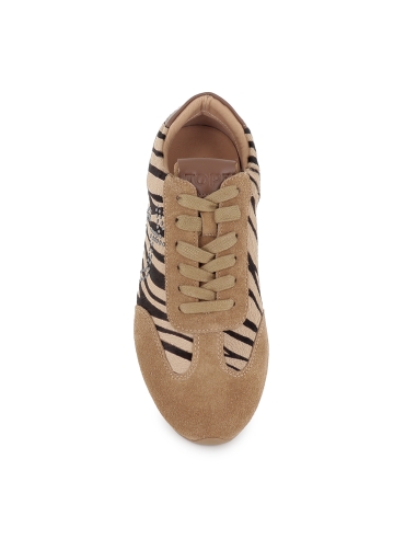 Deportivo piel y animal print suela fina y flexible mujer camel
