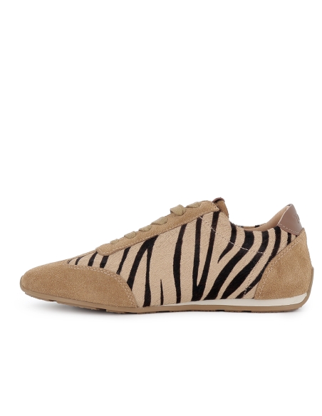 Deportivo piel y animal print suela fina y flexible mujer camel