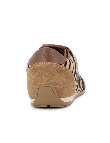 Deportivo piel y animal print suela fina y flexible mujer camel