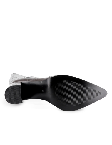 Bota alta efecto cocodrilo con tacon y cremallera mujer marron