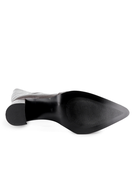 Bota alta efecto cocodrilo con tacon y cremallera mujer marron