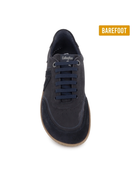 Deportiva barefoot piel hidrofuga planta extraible hombre azul