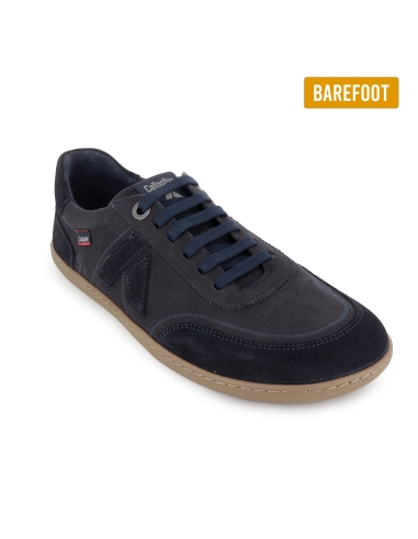 Deportiva barefoot piel hidrofuga planta extraible hombre azul