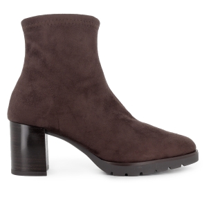 Botin licra ante elastico slip-in tacon recto mujer marron