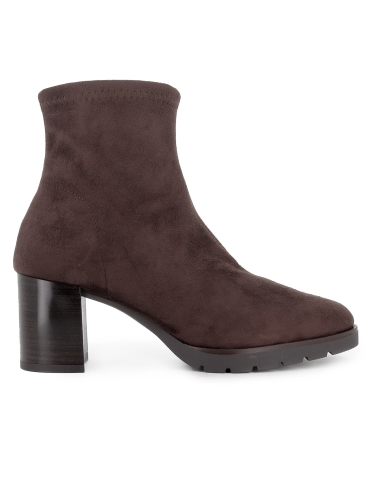 Botin licra ante elastico slip-in tacon recto mujer marron